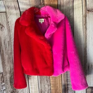 If By sea Jacket Anthropologie Jacket Faux Fun Colorblock Red Pink Small Boho